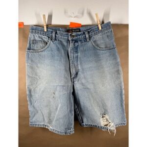 Route 66 Vintage Mens Relaxed Fit Denim Jean Shorts Size 32 Distressed